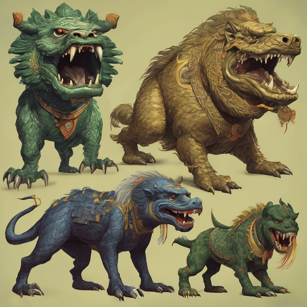 Composite image of Ammit, Hodag, and Jiangshi, the rarest mythical creatures in folklore