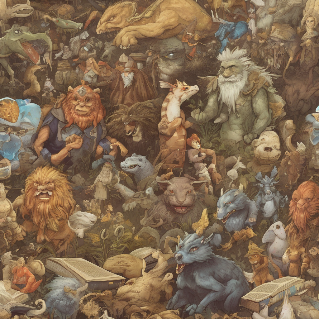 Modern depiction of mythical creatures and treasure hunts in popular culture