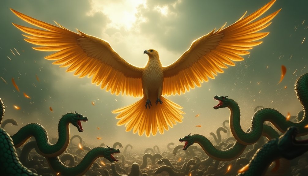 eternal conflict with mythical serpents