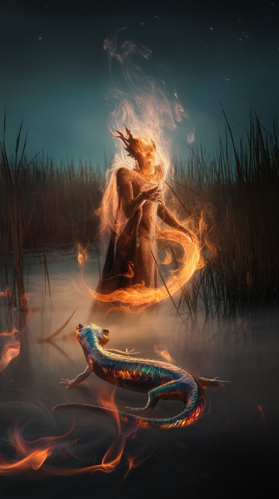 ghostly flames in marsh