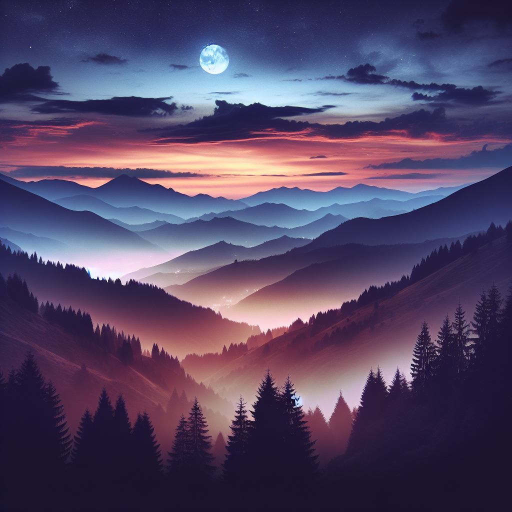 Twilight over the Carpathian Mountains