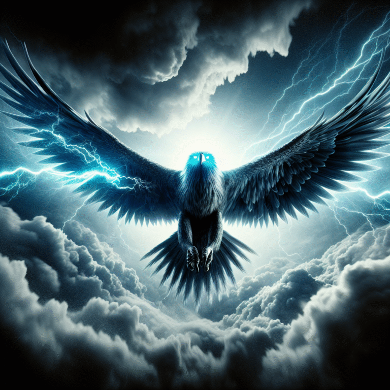 Thunderbird soaring in stormy North American skies