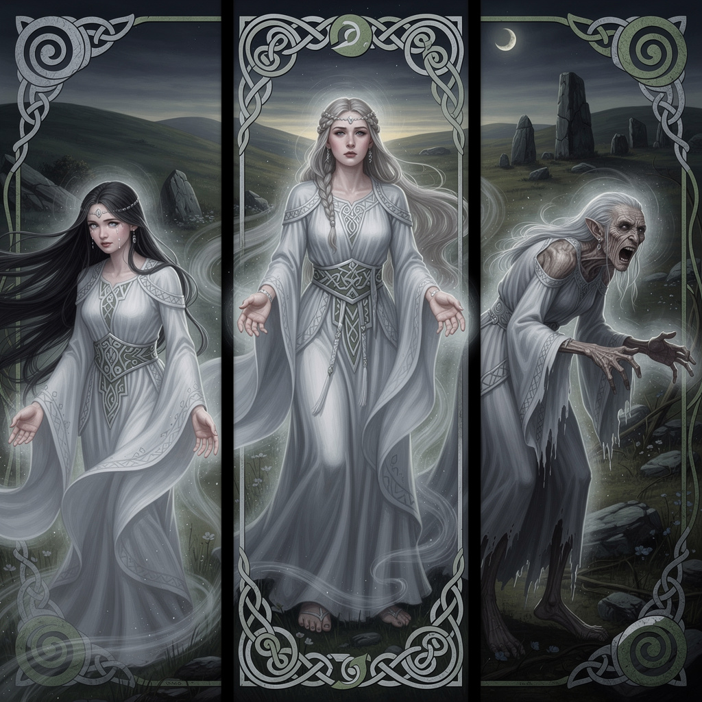 Three forms of the Banshee representing maiden, mother, and crone