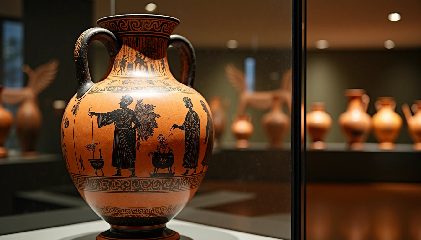 Ancient Greek pottery showing souls crossing the river Styx with Charon the ferryman