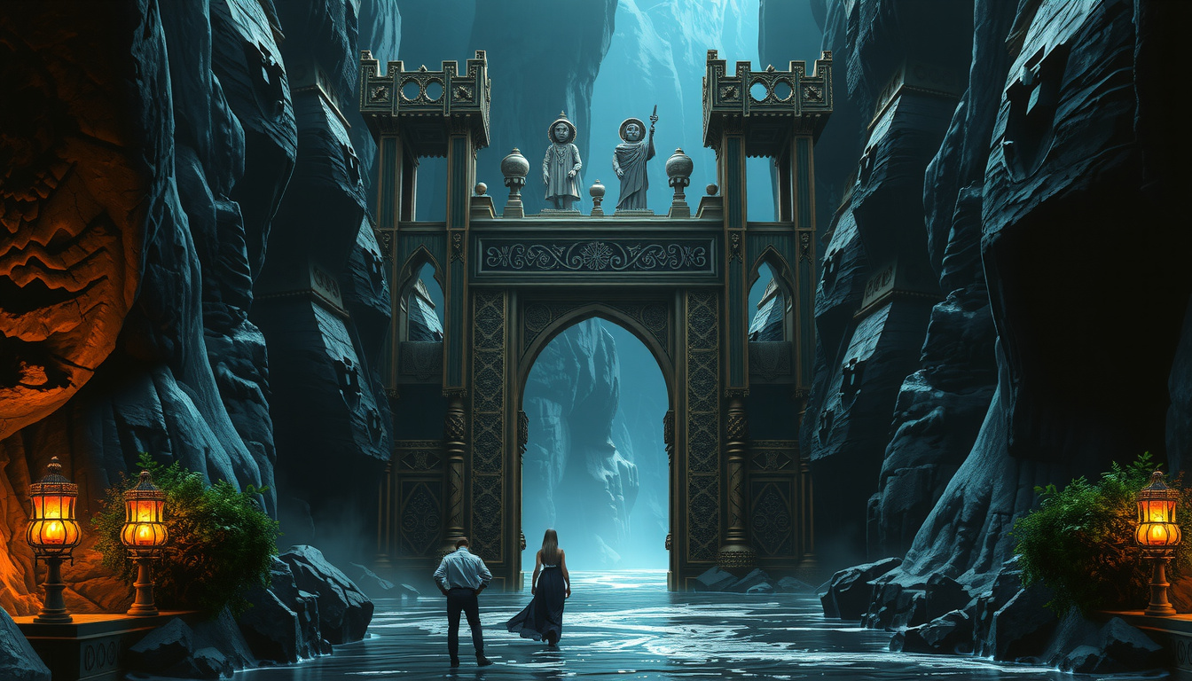 Ancient map-style illustration showing pathways to Norse and Greek underworlds