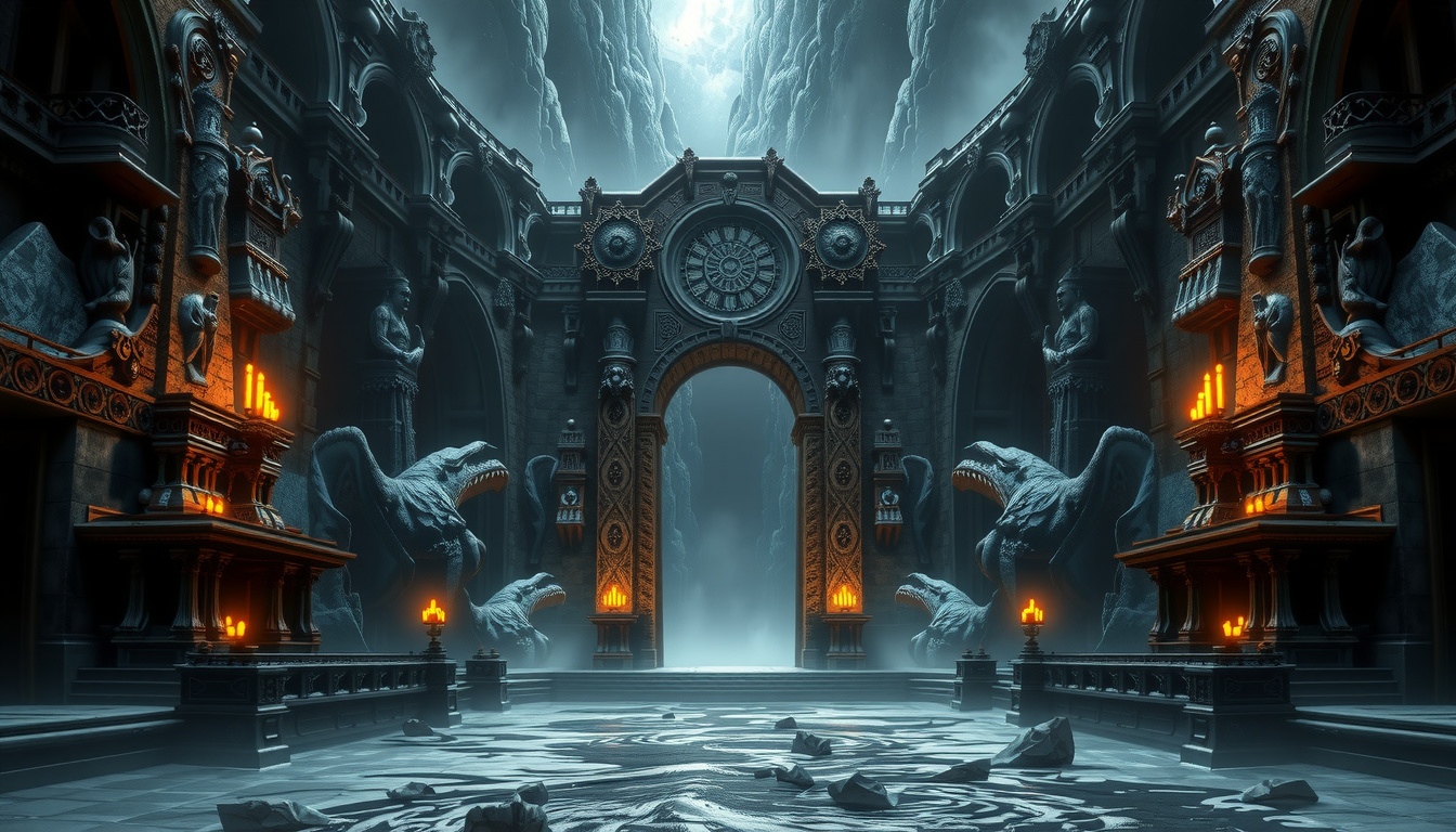 Artistic comparison of Norse Helheim and Greek Hades underworld realms showing contrasting mythological landscapes