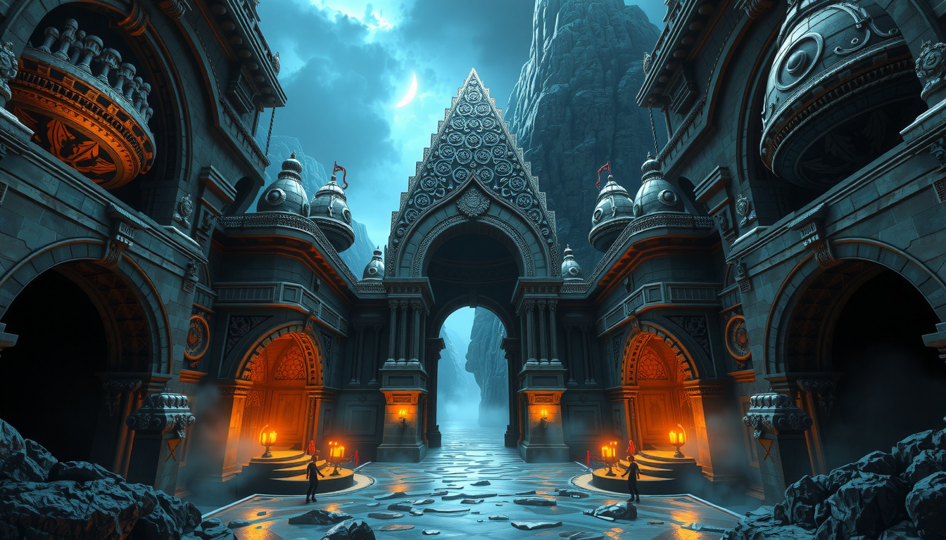 Comparison of Norse and Greek death gods Hades and Hel facing each other across misty underworld landscapes