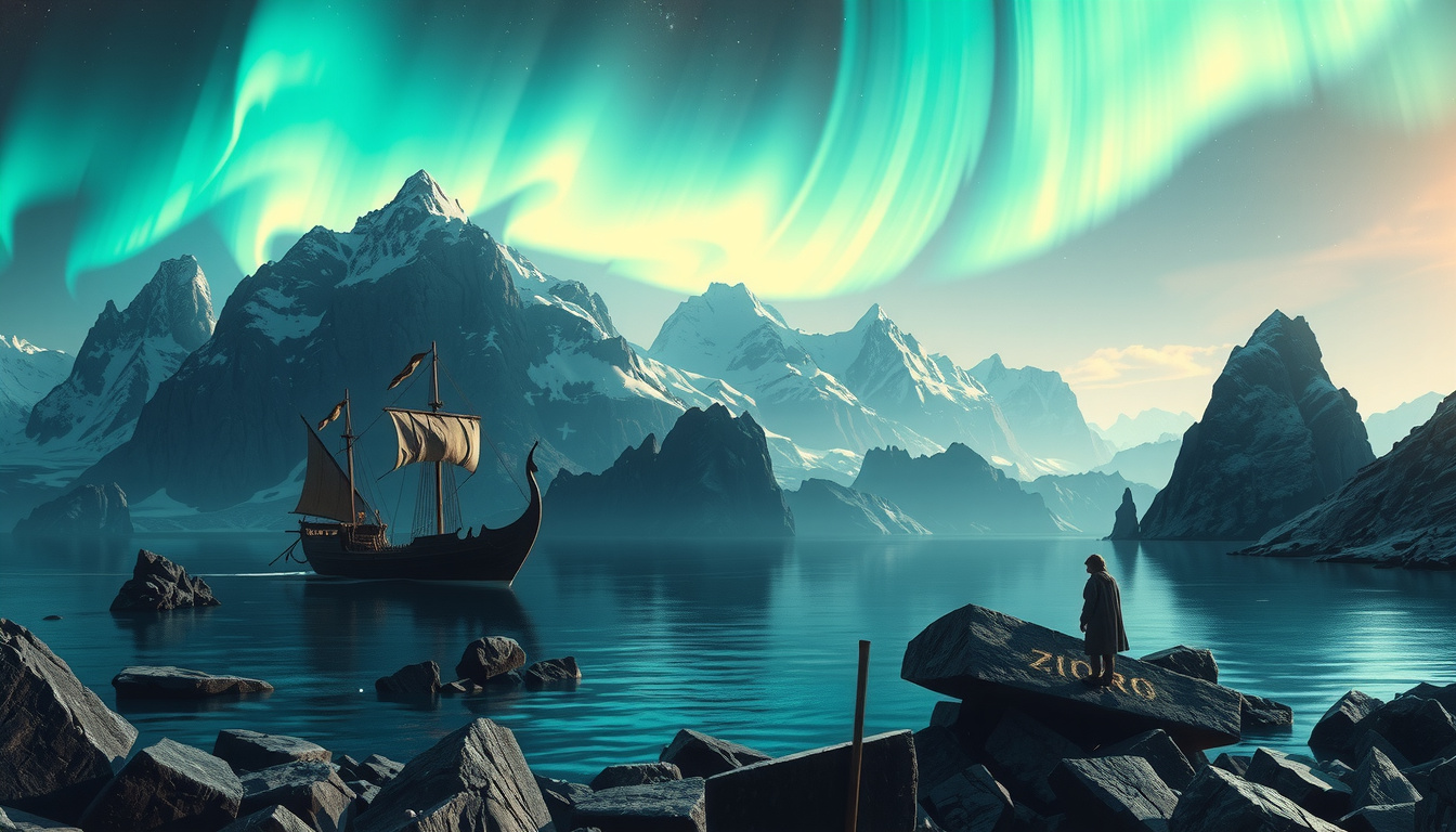 Comparison of Norse runes and Greek text showing different writing traditions