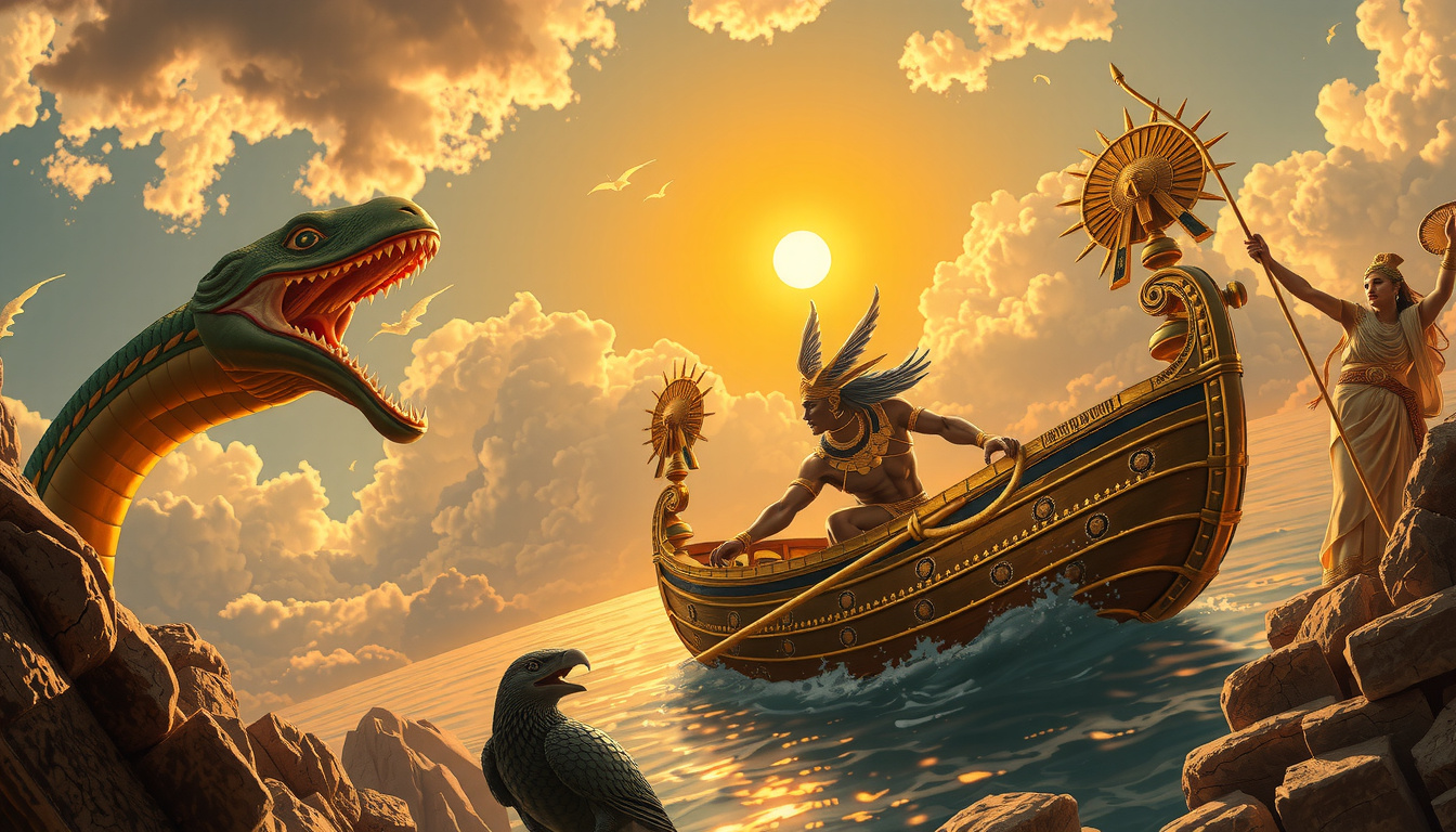 Hermóðr riding Sleipnir across the rainbow bridge Bifrost toward the gates of Helheim