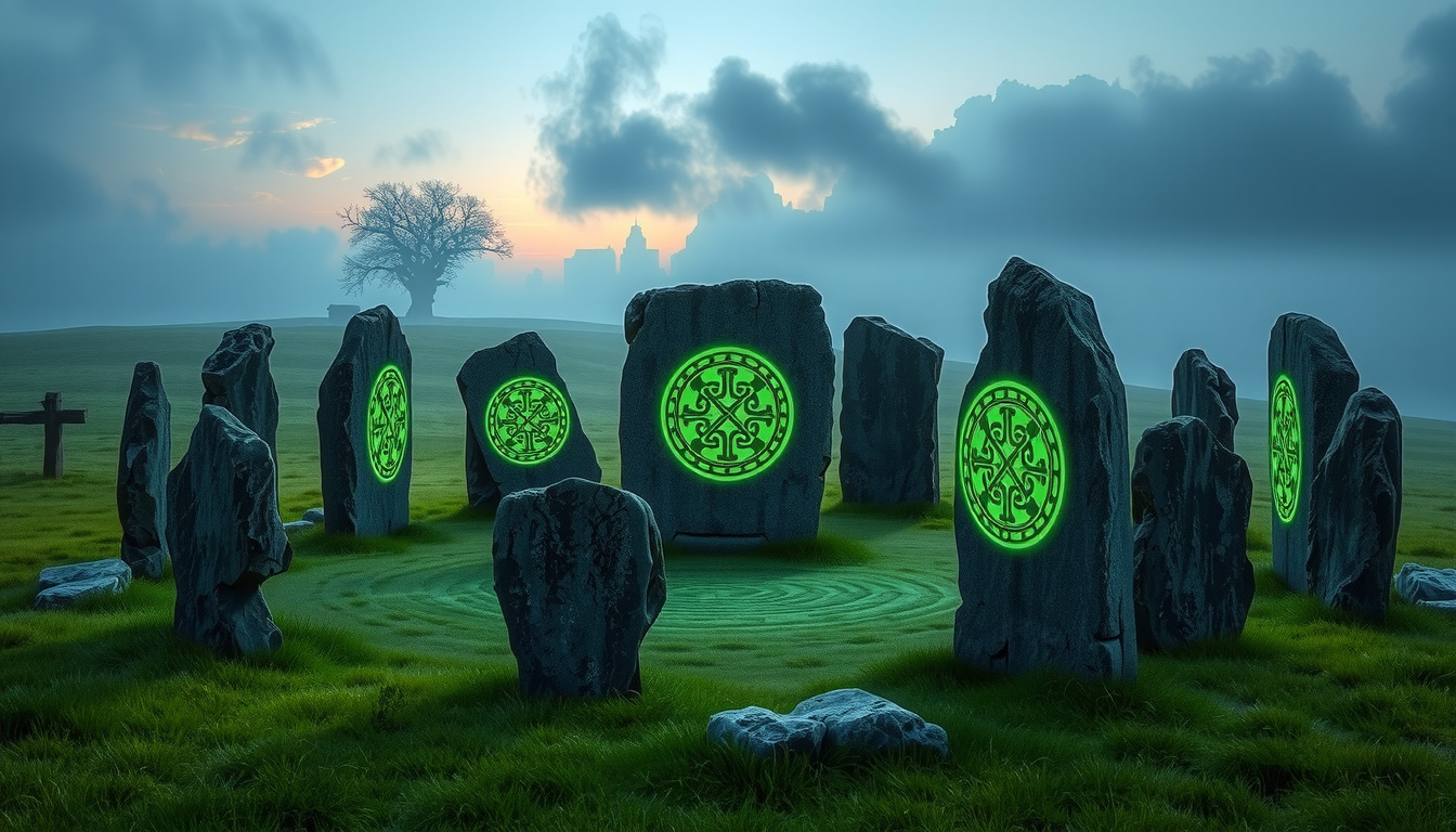 Norse and Celtic mythological symbols side by side showing runic designs and Celtic knotwork