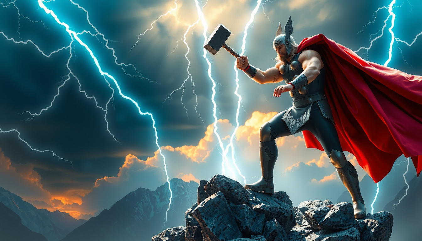 Side by side artistic comparison of Thor with hammer and Hercules with club, showcasing their different heroic approaches