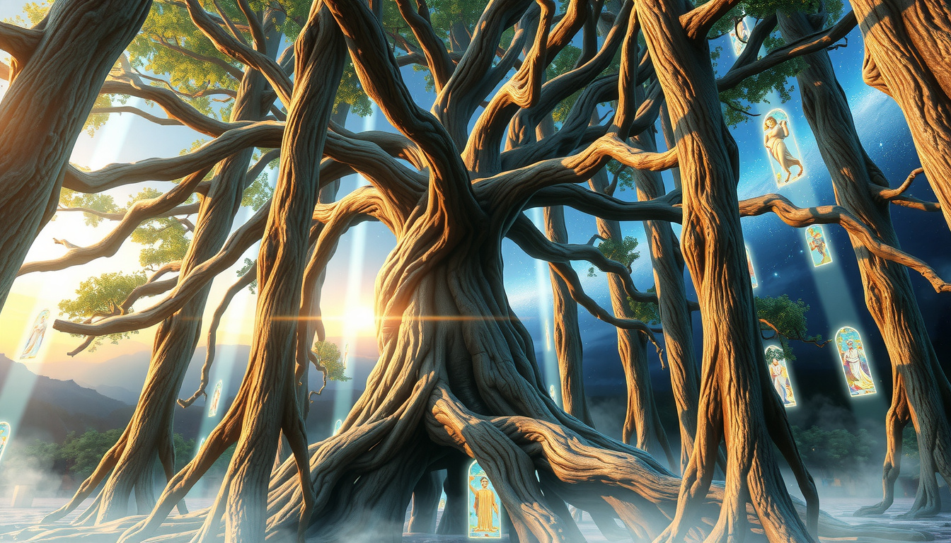 Split image showing Greek cosmic order with Mount Olympus vs Norse world tree Yggdrasil with nine realms