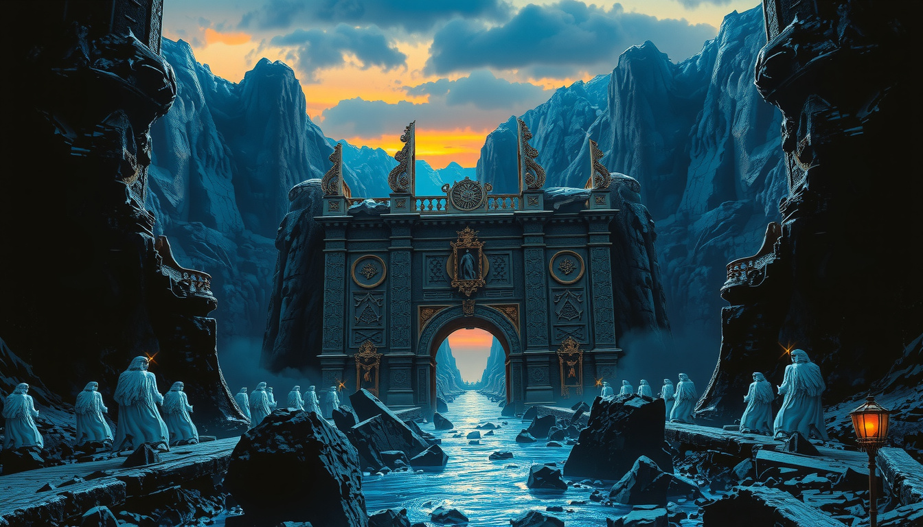 Split image showing Norse and Greek underworld realms with stark differences