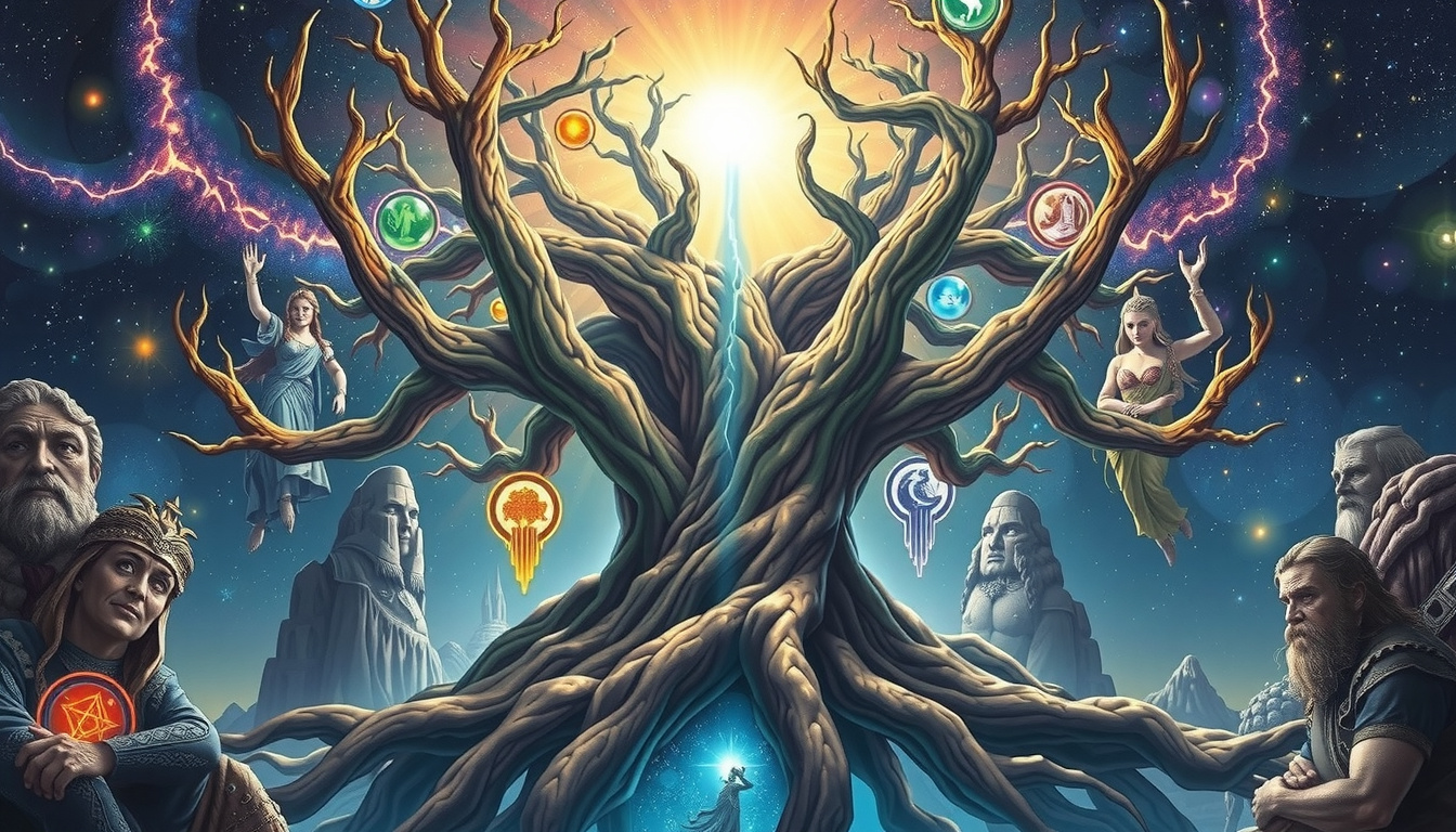 Yggdrasil world tree and Mount Olympus comparison